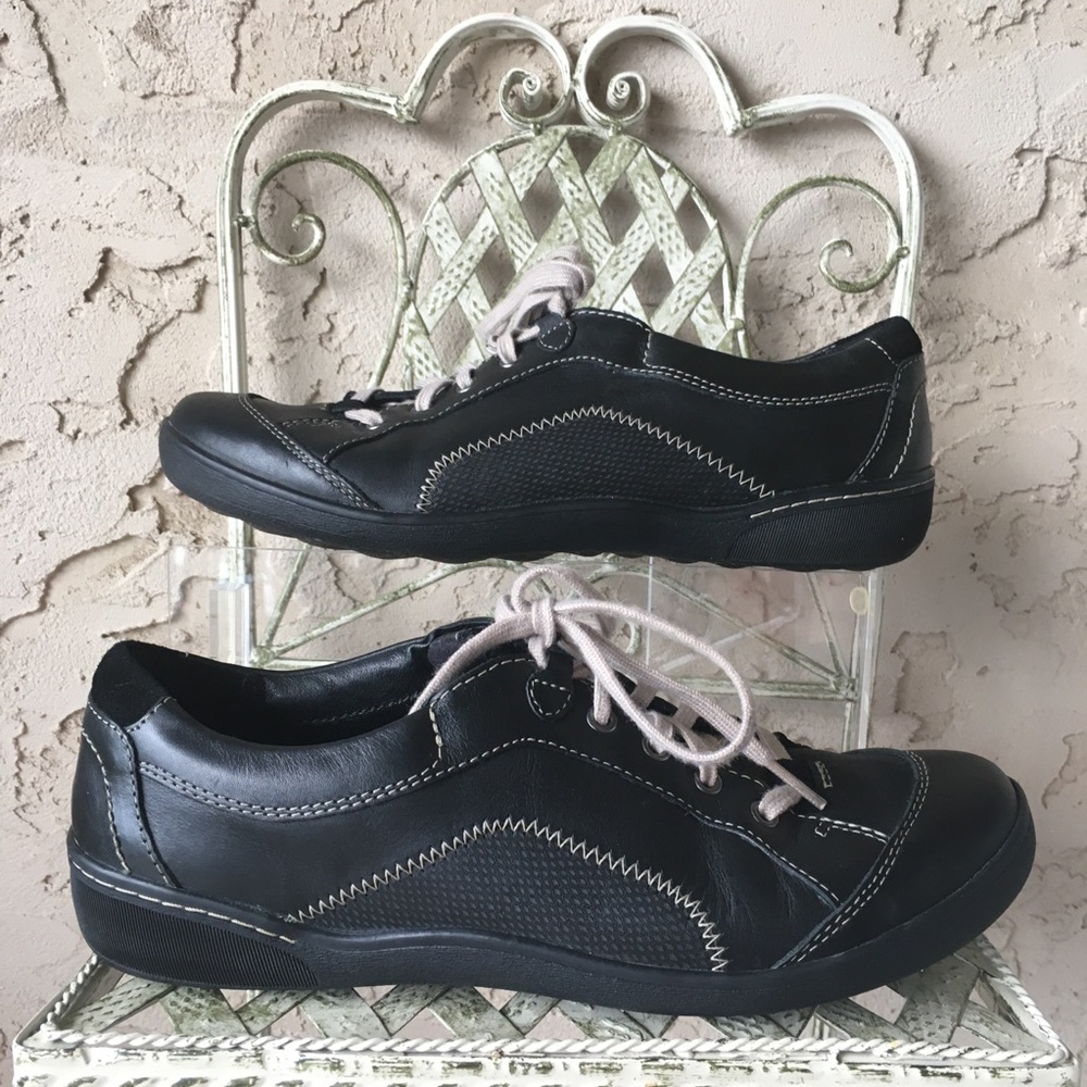 Clarks Provo Bowling Style Shoe Black Leather